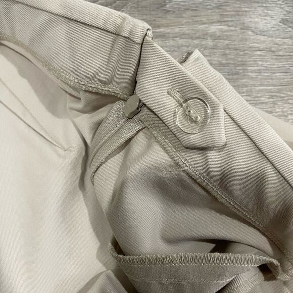 St John Cream Slim Dress Pants w/ Side Zip Closure Front Ankle Slit - Picture 8 of 15